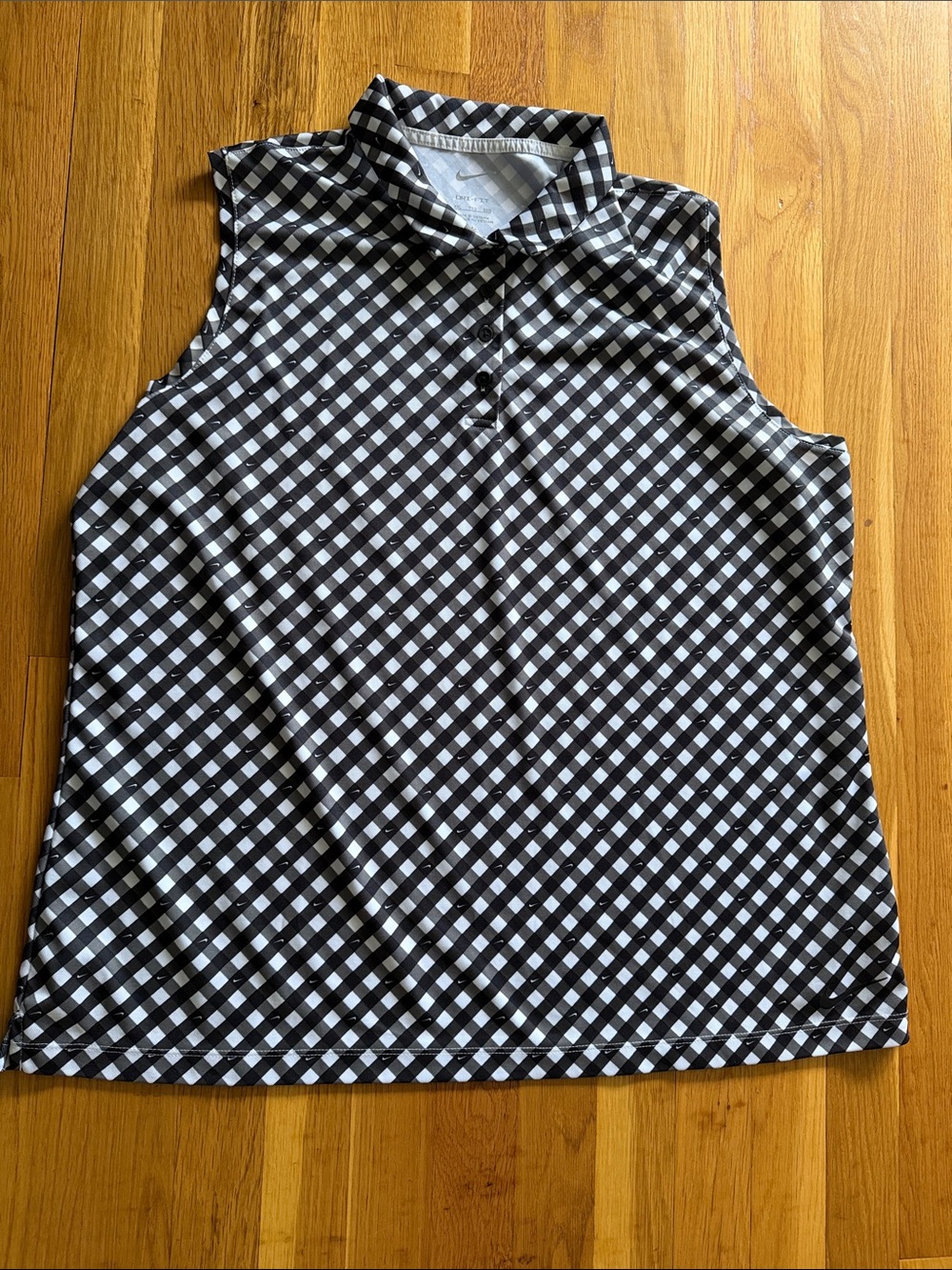 Nike Black & White Gingham Sleeveless Golf Shirt